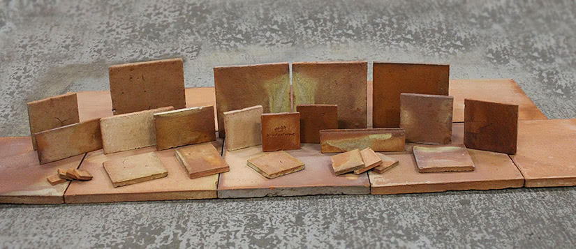Terracotta-Fliesen Art Blättermann von handgeformt