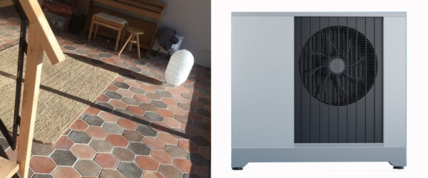 Wärmespeicher Fliesen Wärmepumpe mit Terracottafliesen aus Lehm