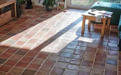 Wohnzimmer Lehmfliesen handmade tiles Bodenfliesen Naturstein Feinsteinfliesen Baukeramik