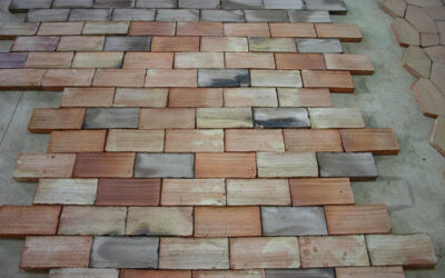 Farbbeispiel der Bodenziegel: Grau, hell, ZiegelsteineRot